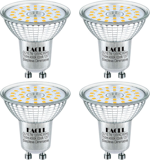 Generic EACLL MR16 GU10 LED Bulb Dimmable, 4000K Natural White, 7W Equivalent 75W, 25,000 Hours Lifetime, Energy Efficient Light, 750 Lumens 120 D...