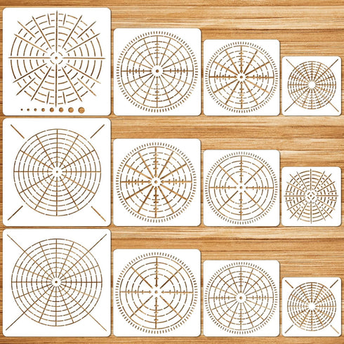 12 Pcs Mandala Painting Stencils Set,Reusable Bullseye Dot Stencil Template for Painting, 3.5/5/6/8 Inches DIY Painting Templates Arts Crafts for ...