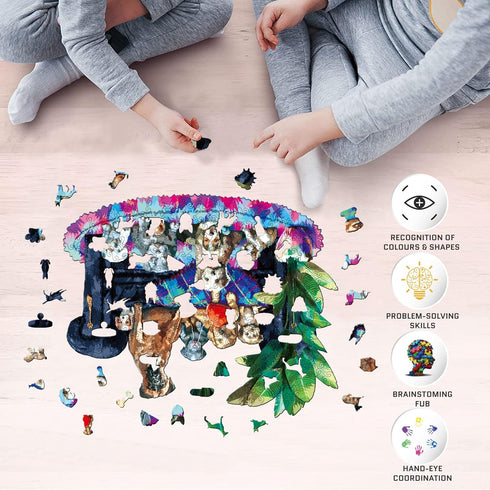LittleFox Wooden Jigsaw Puzzles Set, Unique Animal Shape, Set with Wall Mounting Kits for Decoration, 10.9 x13.4 in, 215 pcs, Best Gift for Teens ...