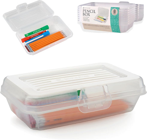 Snap-N-Store Plastic Supply Box (Pack of 8) - Convenient Storage Solution (8.9" x 5.6" x 2.5"), Clear...