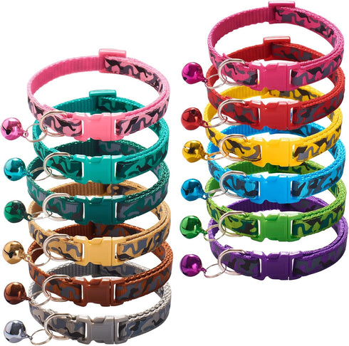 Puppy Collars-12 Pack Puppy Collars for Litter, Adjustable Puppy ID Collars Soft Nylon Whelping Collars for Newborn Litter Puppy Pets (Colorful Pu...