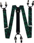 GUSLESON Adjustable Plaid Floral 6 Clips Y Shape Suspenders Pre-tied Bow Tie and Pocket Square Set with Gift Box...