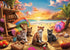 500 Pieces Jigsaw Puzzles for Adults - Difficult Puzzles for Adults Challenging - Cats Seaside Sunset...
