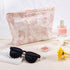 Flower Makeup Bag Travel Large Floral Cosmetic Bags for Women Cute Makeup Pouch Zipper Cosmetic Pouch for Purse Embossed Pink Aesthetic Makeup Org...