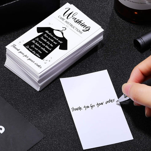 Zonon 100 Pieces Black T-Shirt Washing Instructions Cards Shirt Care Instructions Cards with Shirt Graphic Customer Direction Cards Clothing Packa...