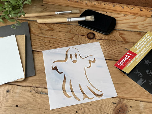 Stencil1 Ghost Stencil 5.75" x 6" - Durable Quality Reusable Stencils for Painting - Ghost Stencil Halloween & Pumpkin Decorating Items and Decor ...