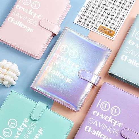 100 Envelopes Money Saving Challenge, A5 Savings Challenges Book Budget Binder with Cash Envelopes Erasable Tracker, Easy and Fun Way to Save $500...