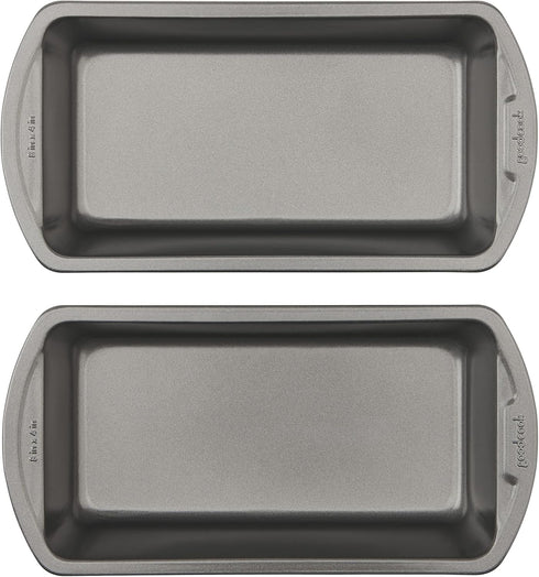 GoodCook Set of 2 Medium 8" x 4" Nonstick Steel Bread Loaf Pans, Gray (4244)...