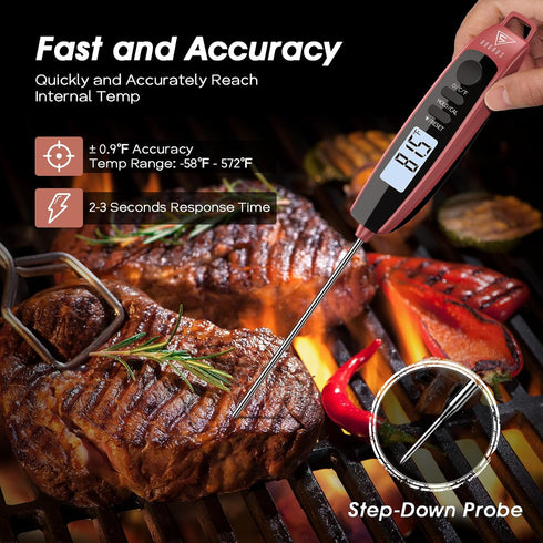 DOQAUS Digital Meat Thermometer, Instant Read Food Thermometer for Cooking Kitchen Candy with Super Long Probe for Turkey Grill Water Oil Deep Fry...