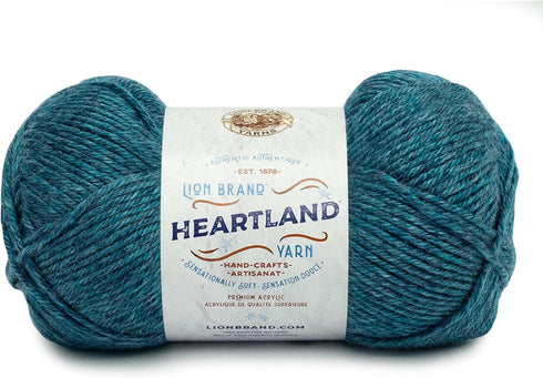 Lion Brand Yarn Heartland Yarn, Worsted-Weight Yarn for Knitting, Crocheting, and Crafting, 1 Pack, Glacier Bay...