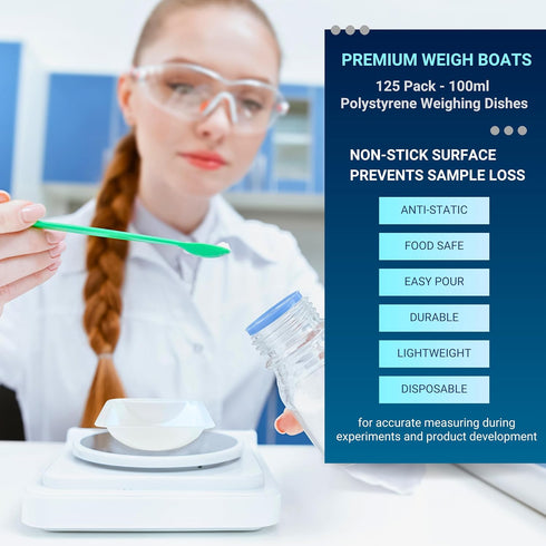 Weigh Boats Medium - 125 Pack 100ml Plastic Disposable Trays for Scale, Square Weighing Dishes for Powder Weight, Epoxy, Food Samples - Pour Boat ...