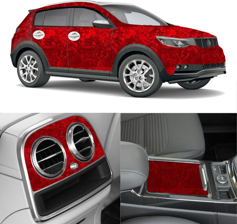 Lypumso Eletroplated Forged Carbon Fiber Vinyl Wrap, Gloss RedPlating Chrome Mirror Car Wrap Vinyl DIY Auto Sticker Decal Film Sheet with Bubble F...