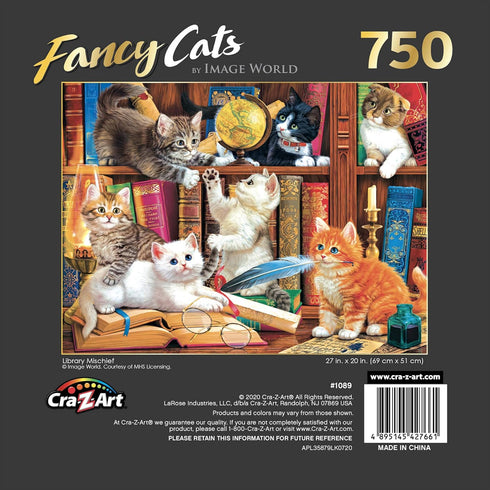 RoseArt - Fancy Cats -Library Mischief - 750 Piece Jigsaw Puzzle for Adults...