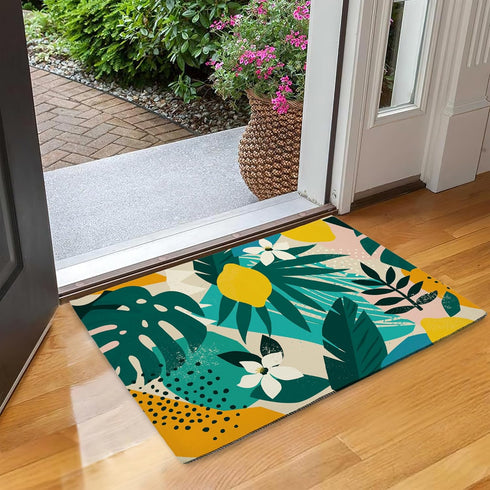 Door Mat,Abstract Modern Welcome Mat,Tropical Palm Leaves Doormats Indoor Entrance, Indoor Outdoor Mat, Low-Profile Floor Rugs for Entry, Patio, 1...