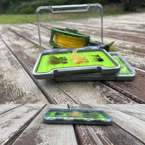 Aventik Fly Fishing Boxes Silicone Super Slim Fishing Storage Fishing Tackle Case Waterproof Best Pocket Sizes 7.36"X4.02"X0.63"/5.39"X3.74" X0.63...