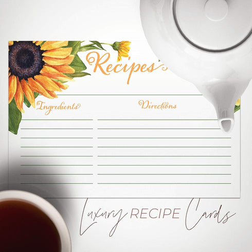 Sunflower Yellow Floral Recipe Cards from Dashleigh, 48 Cards, 4x6 inches, The Gift Collection, Water-Resistant and Double-Sided (Yellow Sunflower...