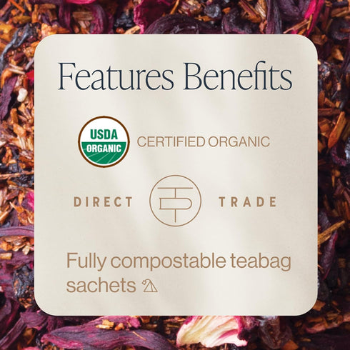 Rishi Tea Blueberry Hibiscus Herbal Tea - Organic, Caffeine Free Sachet Bags, Sweet & Tangy with Antioxidants, Enjoy Hot or Iced - 15 Count (Pack ...