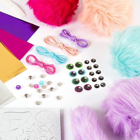 Make It Real DIY Cuddle Mob Kit - Create 4 Adorable Pom Pom Characters with 36 Pieces - All-in-One Arts & Crafts Set for Tweens & Girls - Fun, Ski...