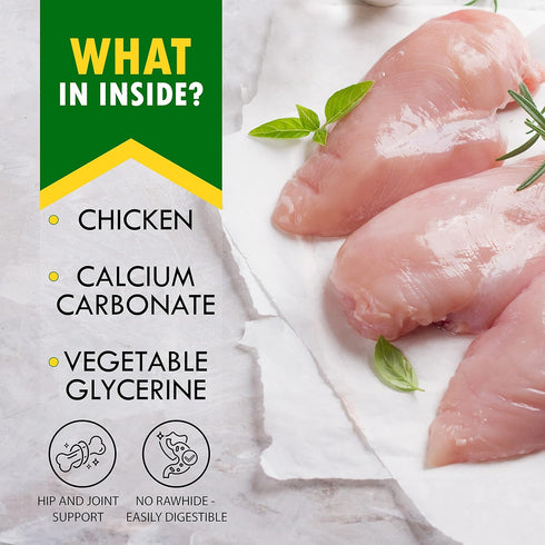 Dog Calcium Bones Wrapped Chicken & Rawhide Free Chew Treats - Pet Healthy Dried Snacks & Grain Free Meat - Bulk Best Chews for Christmas, Trainin...
