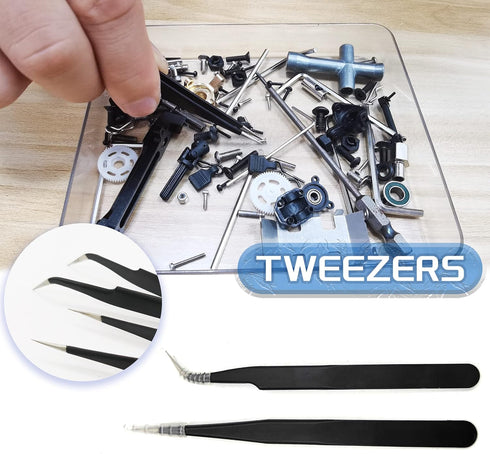 10 Pcs Professional Model Tools Kit 10 in 1 Adults Hobby Building Tools Set Basic Tools with Nippers Tweezers Needle Files Polishing Bars for Car ...