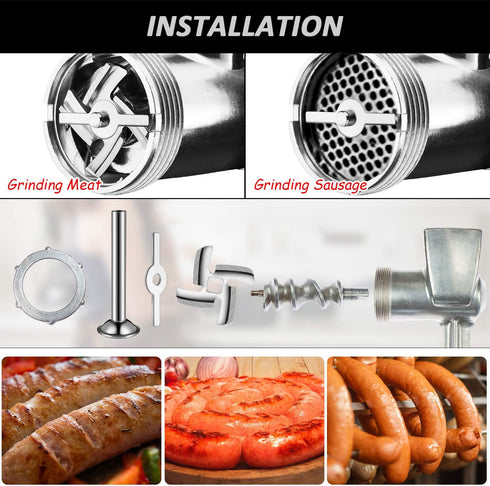 Mudder 4 Pieces Sausage Stuffer Kit 3 Different Sizes Stainless Steel Grinder Tubes with Sausage Stuffer Ring for Size 5 Meat Grinder Food Maker K...