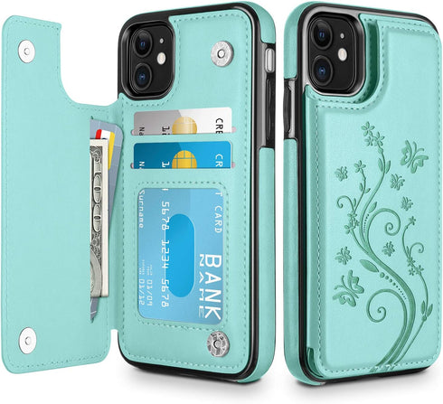 HianDier Wallet Case for iPhone 11 6.1-inch Slim Protective Case with Credit Card Slot Holder Flip Folio Soft PU Leather Magnetic Closure Cover fo...