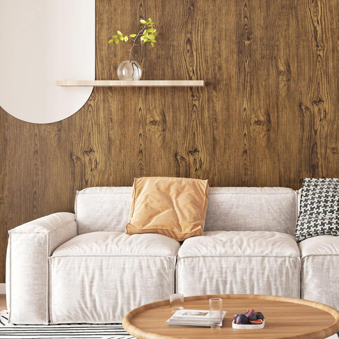 Brown Wood Contact Paper Peel and Stick Wallpaper Kitchen Countertop Waterproof Vinyl Wood Grain Stick on Wallpapers Removable Vintage Adhesive Ho...