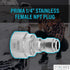 Veloci Prima 1/4" Stainless Steel Female NPT Quick Coupler Plug for Pressure Washers, Spray Wands, and Washing Attachments, Quick Disconnect Fitti...
