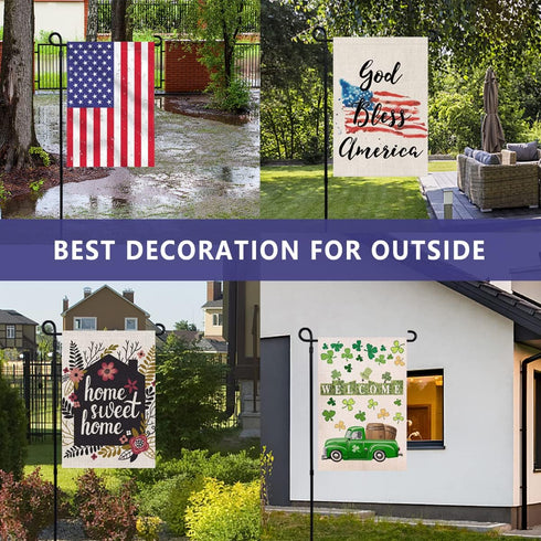 YEAHOME Garden Flag Stand Holder, Premium Yard Flag Holder Weather-Proof Metal Powder-Coated Flagpole for American Flag, Christmas Garden Flag, Ou...