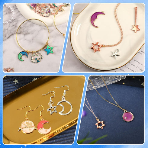 MARFOREVER 120 Pcs Mixed Sun Star Moon Charms for Jewelry Making, Celestial Charm Bracelet Charms Assorted Gold Enamel Charm Pendants for DIY Craf...