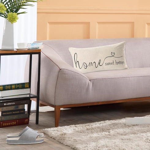 MFGNEH Home Sweet Home Quotes Farmhouse Pillow Covers 12x20 Inch,Farmhouse Decorative Lumbar Throw Pillow Case Cushion Cover,Housewarming Gift...