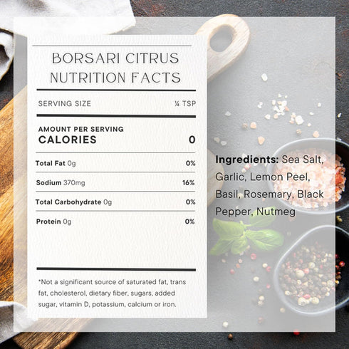 Borsari Citrus Salt Seasoning - Gourmet Seasoned Salt with Lemon, Pepper, and Herbs - Premium Citrus Seasoning Salt - All Natural Meat and Fish Se...
