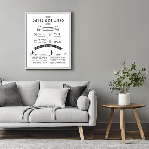 Posterizer 1 pcs-Bathroom rules-Funny minimalist design-Miscellaneous-Workplace & Office Art-Gift for Boss, Manager - Bathroom, restroom Decor- UN...