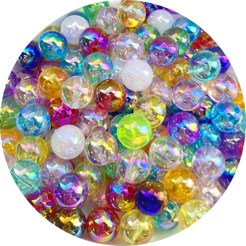 300 PCS 8mm Acrylic Round Beads Clear AB Colors Bubble Spacer Beads Loose Craft Beads for DIY Jewelry Making Bracelet Necklace Earring Ornament Wi...