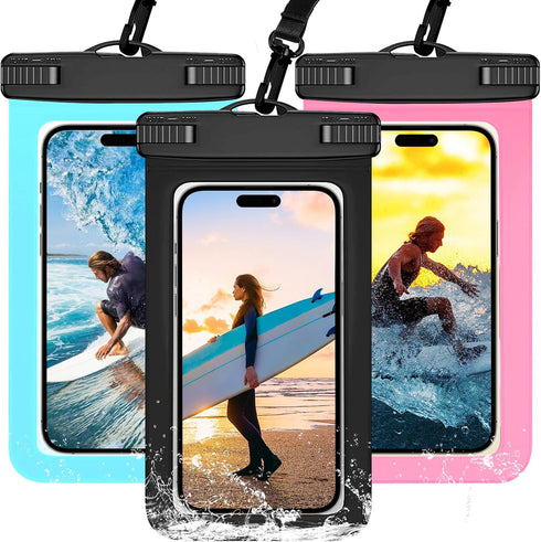 3 Pack Waterproof Phone Pouch IPX8 Universal Waterproof Case Dry Bag Phone Protector for iPhone 15 14 13 12 11 Pro Max Plus XS XR X 8 Galaxy S23 S...