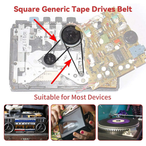 Recorder Rubber Belts, Cassette Recorder Repair Maintenance Mix Cassette Rubber Square Belt 40-135MM (50PCS)...