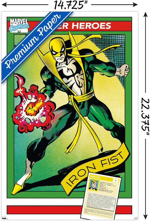 Trends International Marvel Trading Cards - Iron Fist Wall Poster, 14.725" x 22.375", Premium Unframed Version...