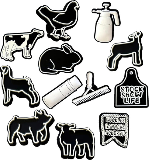 12 Pcs Livestock Farm Shoe Charms, Shoe Decoration Party Gifts For Boys, Girls, Kids, Women. (12Pcs Livestock)...