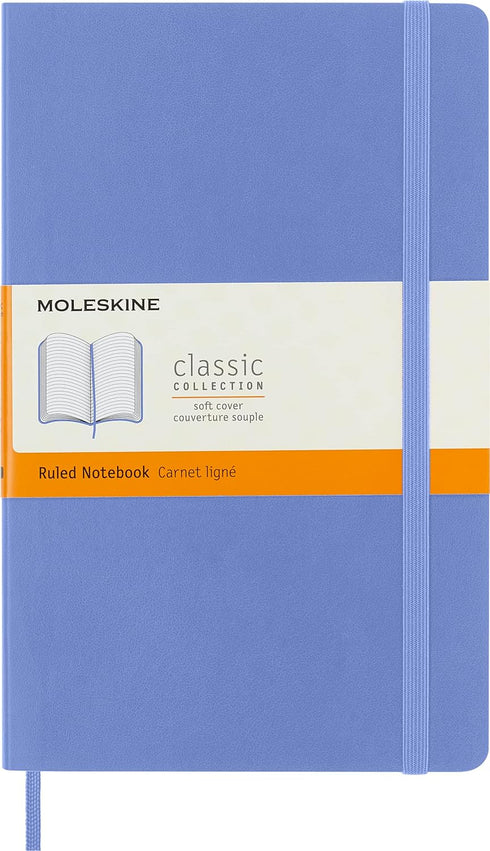 Moleskine Classic Notebook, Soft Cover, Large (5" x 8.25") Ruled/Lined, Hydrangea Blue, 192 Pages...