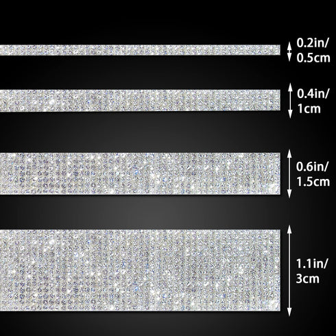 3 Yards Self-Adhesive Rhinestone Ribbon Strips,Crystal Diamond Sticker,Glitter Bling Tape Roll Banding Belt Wrap for Crafts DIY Event Dress Shoes ...