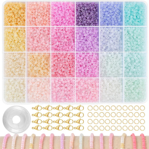 3mm Seed Beads for Bracelets Making Kit, Friendship Bracelet Kit for Girls, 24 Colors Bead Bracelet Kit, Beads for Jewelry Making Kit, DIY, Arts a...