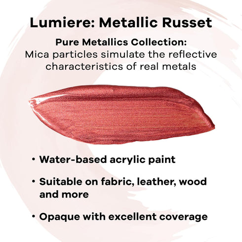 Jacquard Lumiere 2.25oz Fabric Paint Metallic Russet - Metallic Paint for Fabric, Leather, Canvas, Paper and Wood - Light-bodied Metallic Acrylic ...