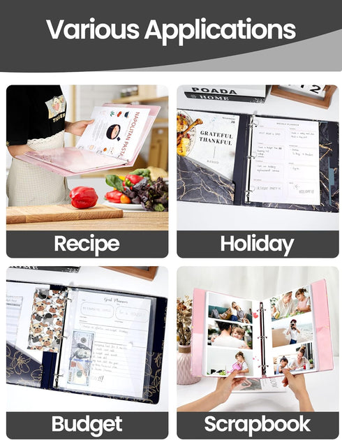 3 Ring Binder 1 Inch, SUNEE Cute Binder with 2 Pockets, Decorative Black Marble Three Ring Binder Heavy Duty (Fit 8.5x11 Inches) for School Suppli...