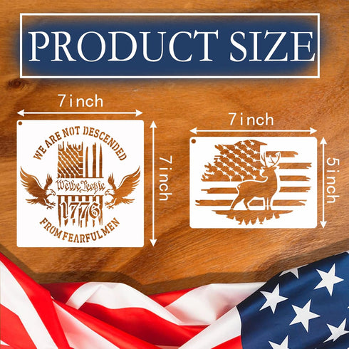 12pcs American Flag Stencil Star Stencils for Painting Union 50 Stars 1776 Military We The People Template for Flag Patriotic Wood Burning Stencil...
