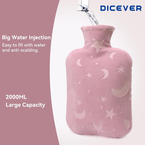 Hot Water Bottle with Soft Cover, 2L Hot Water Bag for Menstrual Cramps, Neck and Shoulder Pain Relief, Hot and Cold Therapies, Hand Feet Warmer, ...