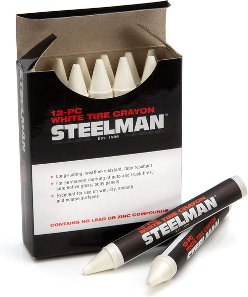 Steelman White Tire Marking Crayons for Mechanics, Marks Damage on Wet and Dry Tires, Box of 12...