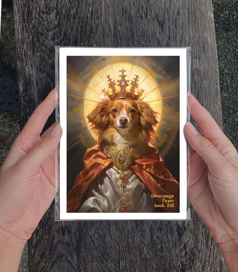 Decoupage Paper Pack (35 Sheets 6"x8") Funny Royal and Holy Dogs Being Majestic and Brave FLONZ Vintage Illustration Pictures Cards for Decoupage,...