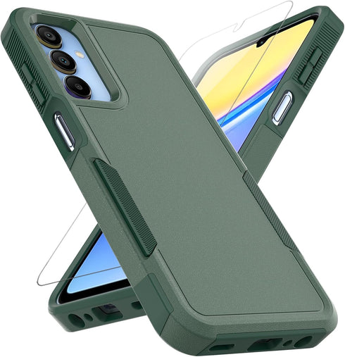 for Samsung Galaxy A15 5G Case: Dual Layer Protective Heavy Duty Cell Phone Cover Shockproof Rugged with Screen Protector - Military Protection Bu...