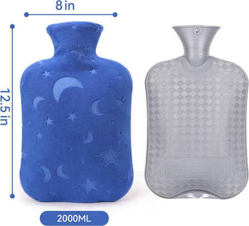 Hot Water Bottle with Soft Cover, 2L Hot Water Bag for Menstrual Cramps, Neck and Shoulder Pain Relief, Hot and Cold Therapies, Hand Feet Warmer, ...