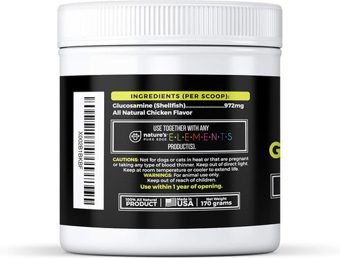 Nature's Pure Edge Original Extra Strength Glucosamine Dog and Cat Supplement Flavored with Real Chicken. Treats Painful and Damaged Joints. 170 g...